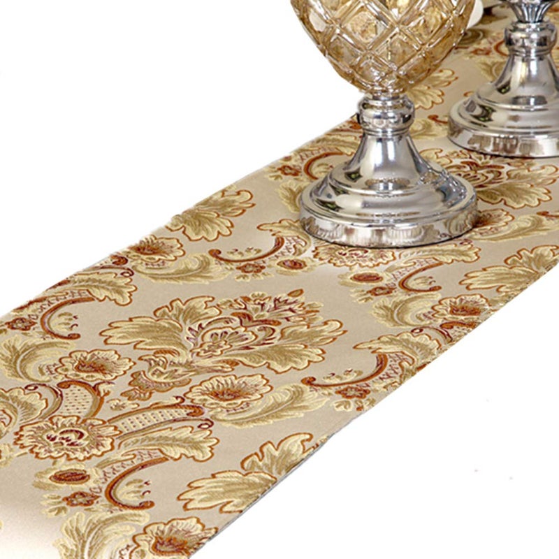 OZXCHIXU European Jacquard Fabric Multi-Tassels Table Runner (14x120 inch, Khaki) - Image 3